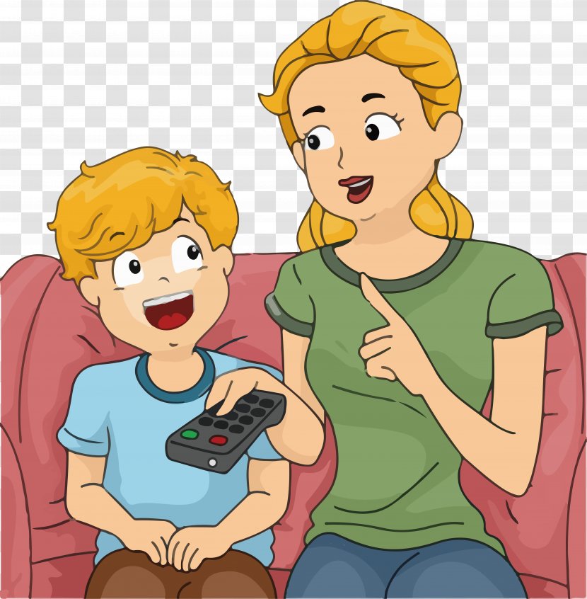 Mother Child Photography Clip Art - Silhouette - Cartoon Children Watching TV Reminder Vector Transparent PNG