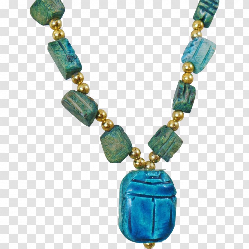 Turquoise Scarab Necklace Ancient Egypt Earring - Egyptian Revival Architecture Transparent PNG