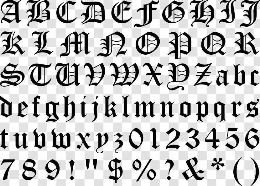 Blackletter Typeface Gothic Alphabet Font - Script - Calligraphy Transparent PNG