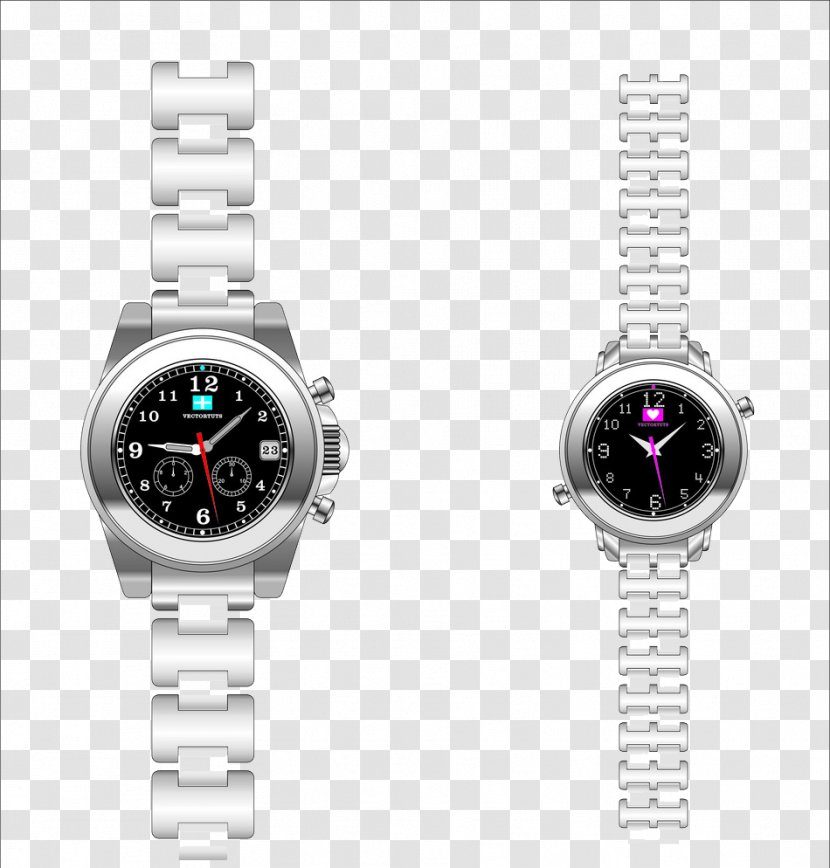Watch Designer Fashion Accessory Strap - Bracelet - Couple Silver Watches Transparent PNG