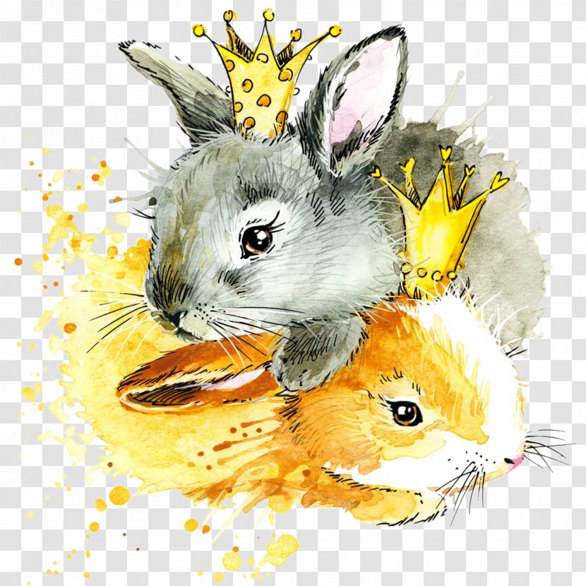 Watercolor Painting Drawing Royalty-free European Rabbit Illustration - Hare - Cartoon Transparent PNG