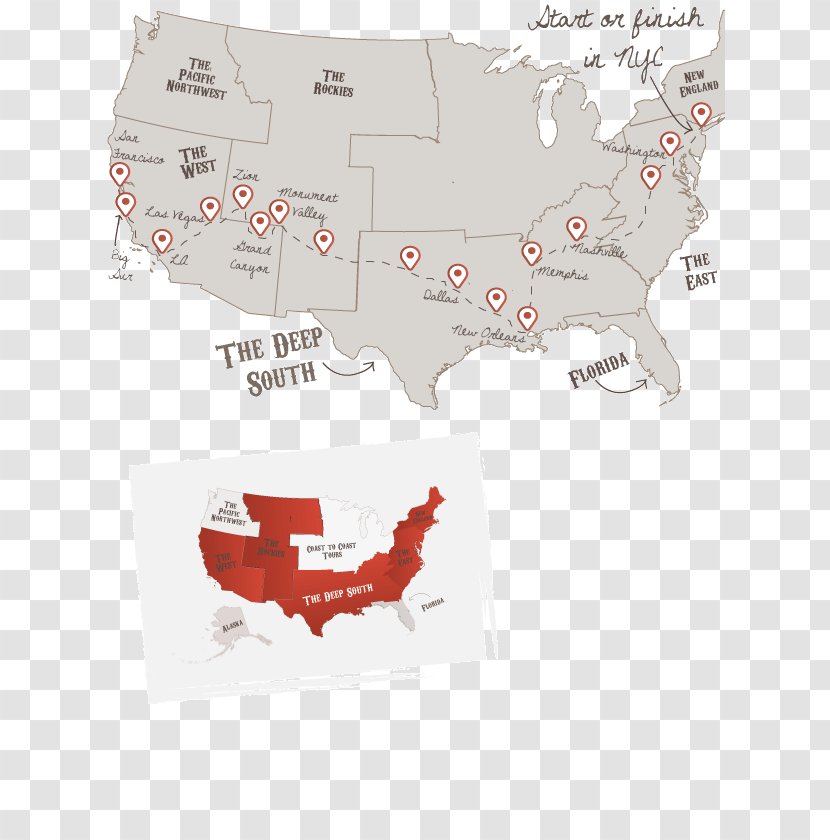 Road Trip Travel U.S. Route 66 South America - Area - Map Of Start To Finish Transparent PNG