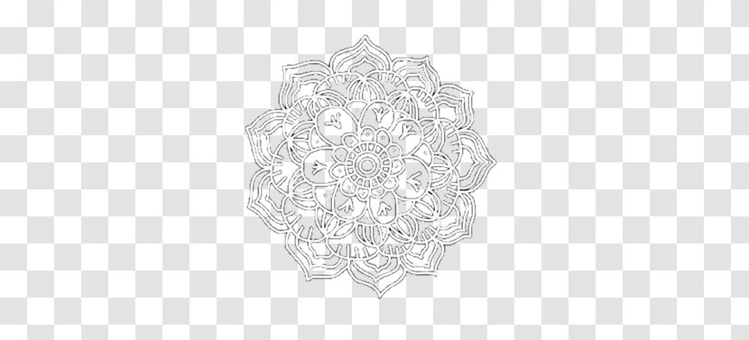 Symmetry White Line Art Pattern - Flower - Design Transparent PNG
