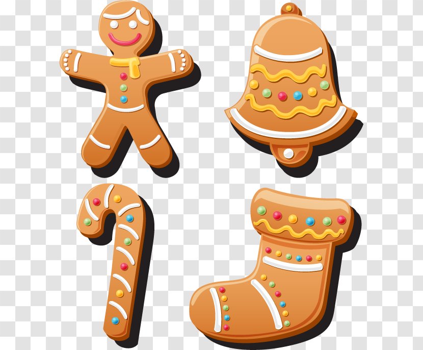 Lebkuchen Christmas Cookie Clip Art - Baking - Four Cartoon Cookies Transparent PNG