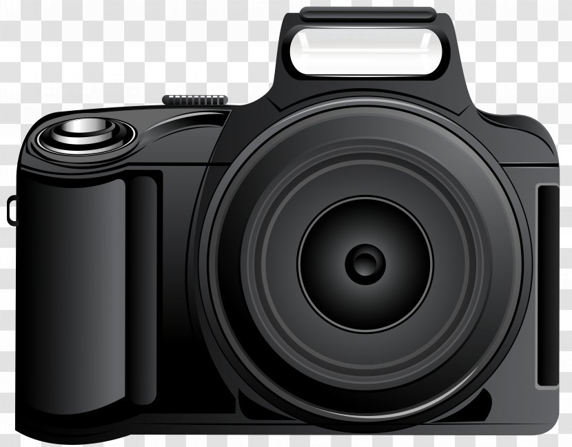 Digital SLR Photographic Film Camera Clip Art - Black And White - Image Transparent PNG
