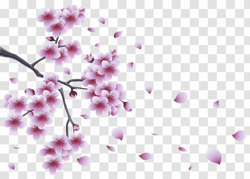 Flower Spring Branch Clip Art - Pink Flowers - With Tree Clipart Transparent PNG
