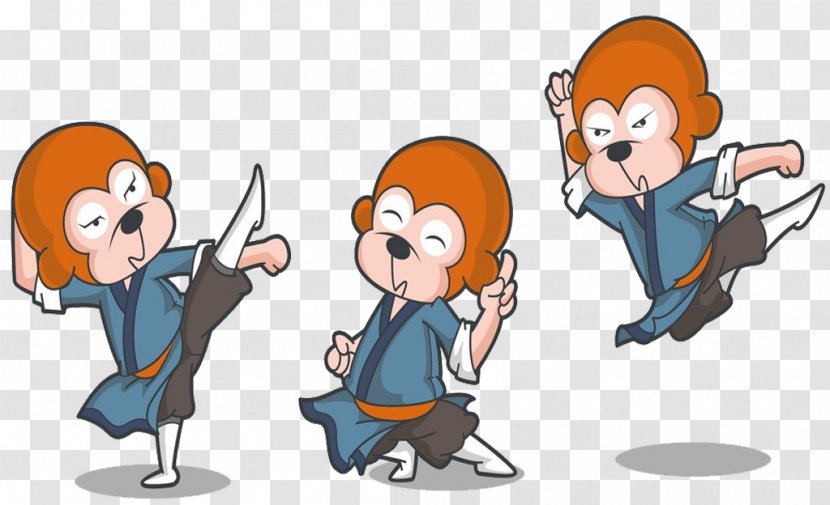 Cartoon Animation Illustration - Finger - Practice Martial Arts Monkeys Transparent PNG