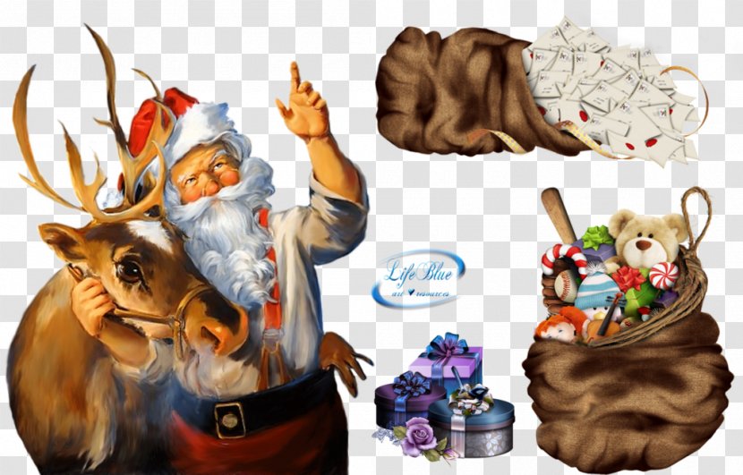 Reindeer Santa Claus Christmas Vintage Transparent PNG