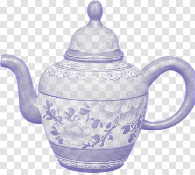 Blue And White Pottery Teapot Mug - Serveware - Kettle Transparent PNG