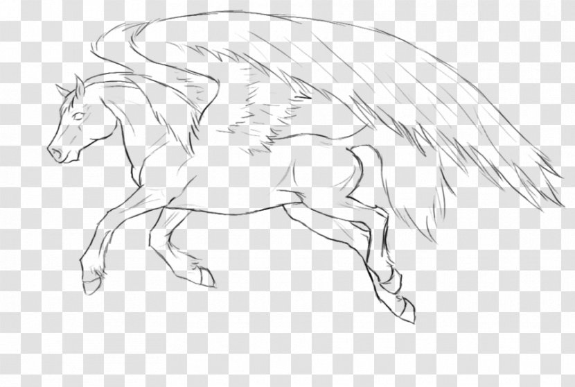 DeviantArt Pony Line Art Sketch - Pegasus Transparent PNG
