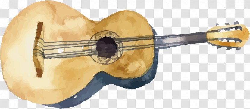 Ukulele Acoustic Guitar Cuatro - Watercolor - Broken Vector Transparent PNG