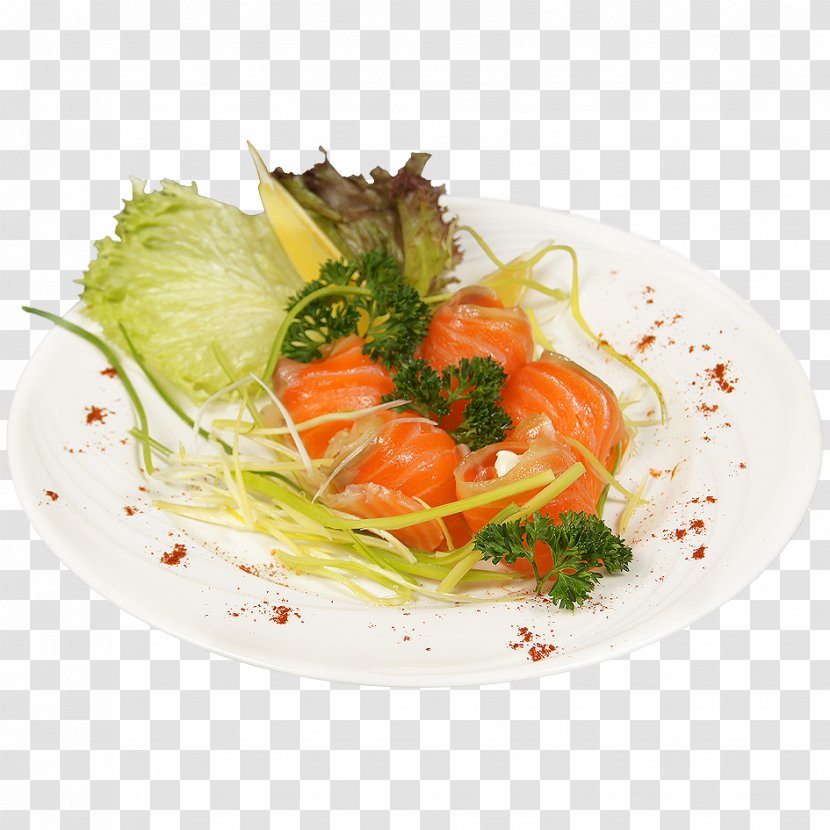 Sashimi Smoked Salmon Vegetarian Cuisine Salad - Seafood Transparent PNG