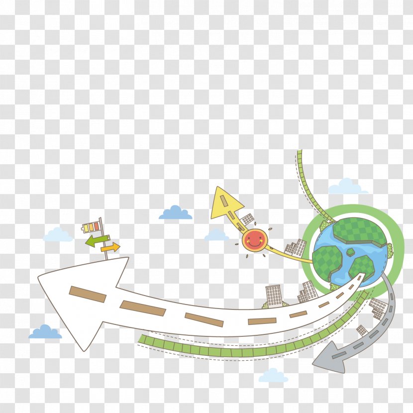 Cartoon Road - Stretched Out Of The Arrow Transparent PNG