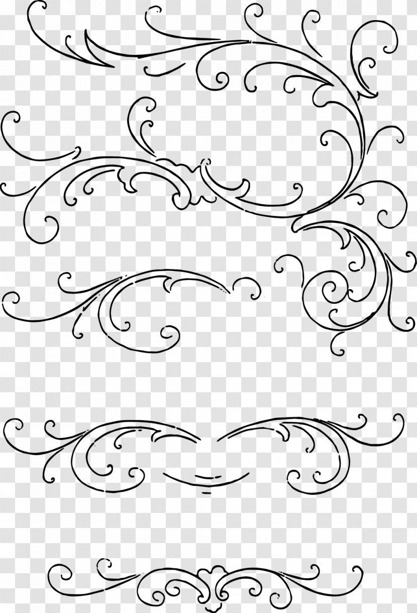 Calligraphy Drawing Clip Art - Vintage Lines Cliparts Transparent PNG