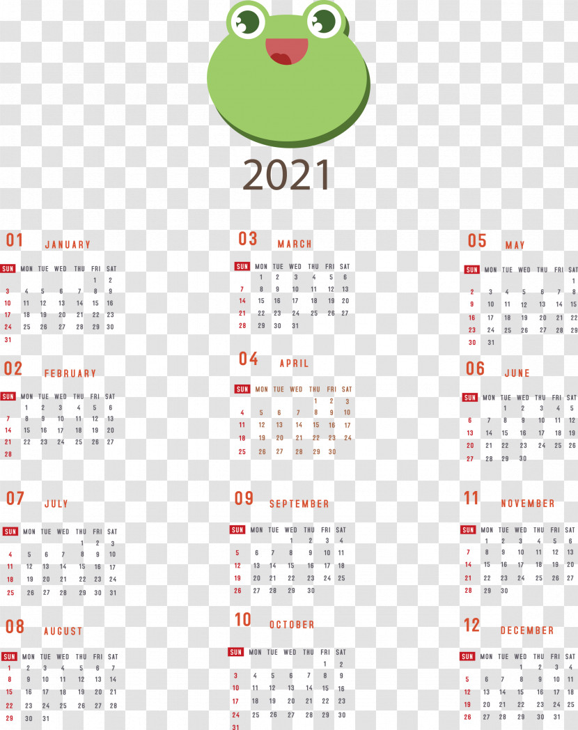 Printable 2021 Yearly Calendar 2021 Yearly Calendar Transparent PNG