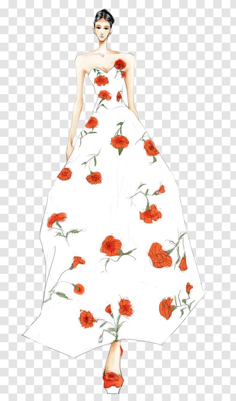 Wedding Dress Designer Illustration - Peach - Beautiful Design Transparent PNG