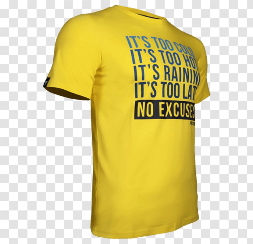 Sports Fan Jersey T-shirt Yellow Sleeveless Shirt No Excuses - Outerwear Transparent PNG