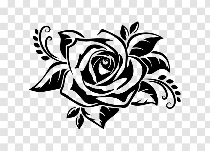 Stencil Drawing Silhouette Rose - Royaltyfree Transparent PNG