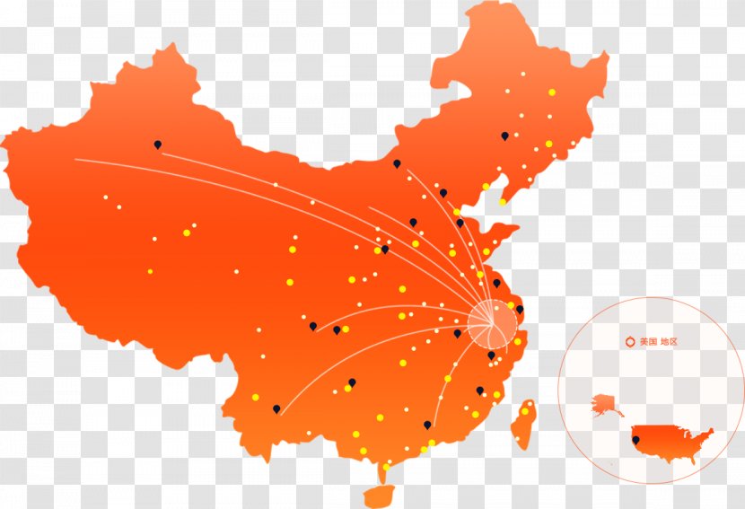 Flag Of China World Map - Orange Transparent PNG