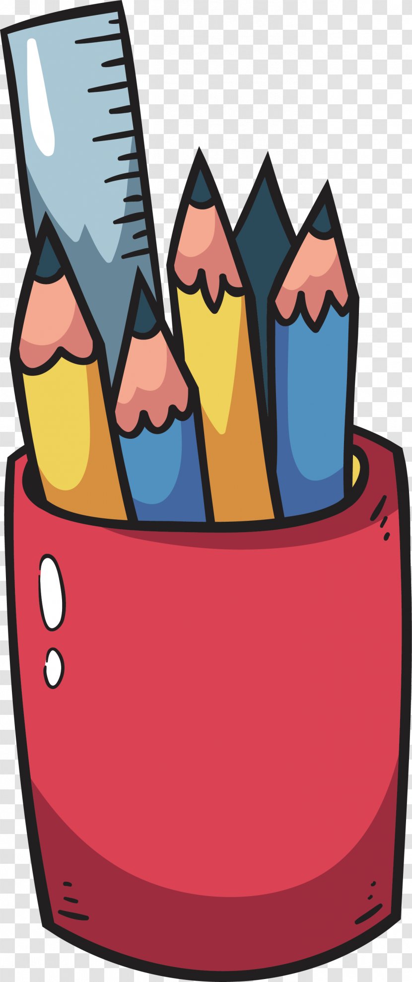Pen Brush Pot Clip Art - Pencil Case - Red Container Transparent PNG