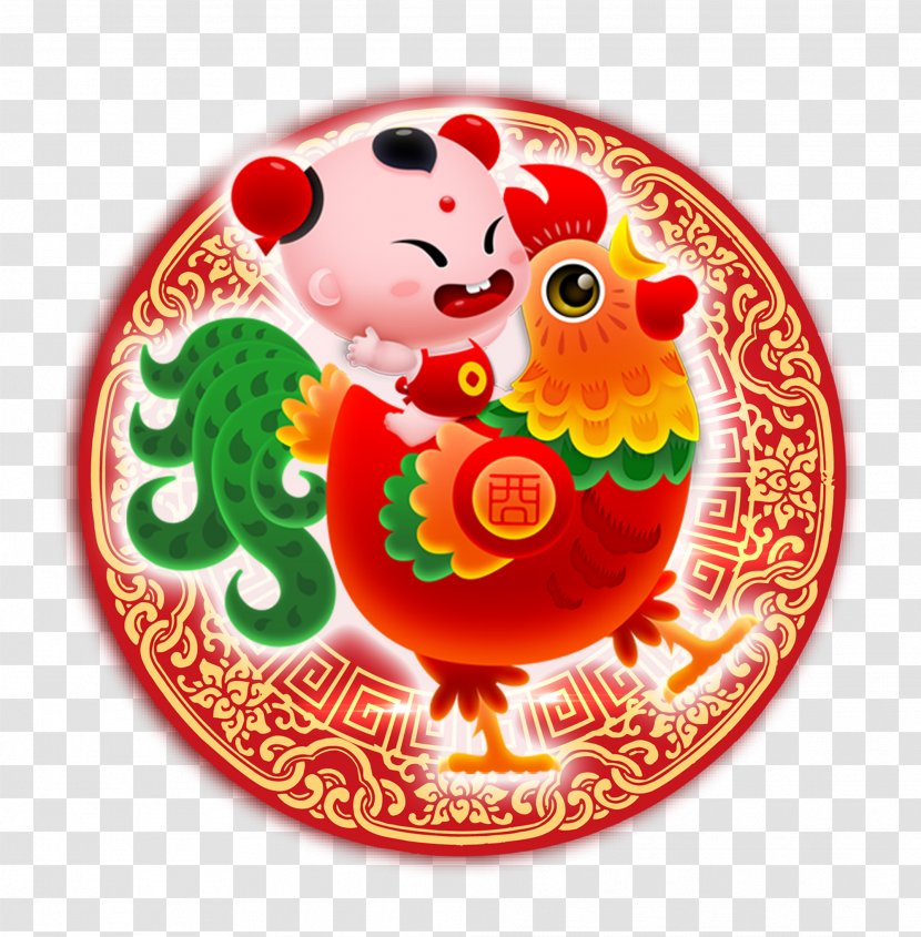 Chinese New Year Zodiac Poster Rooster - Food - Red Dolls Combination Transparent PNG