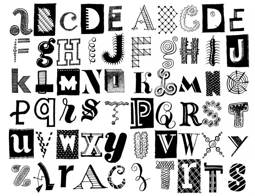 Lettering Alphabet Drawing Clip Art - Doodle - Letters Transparent PNG