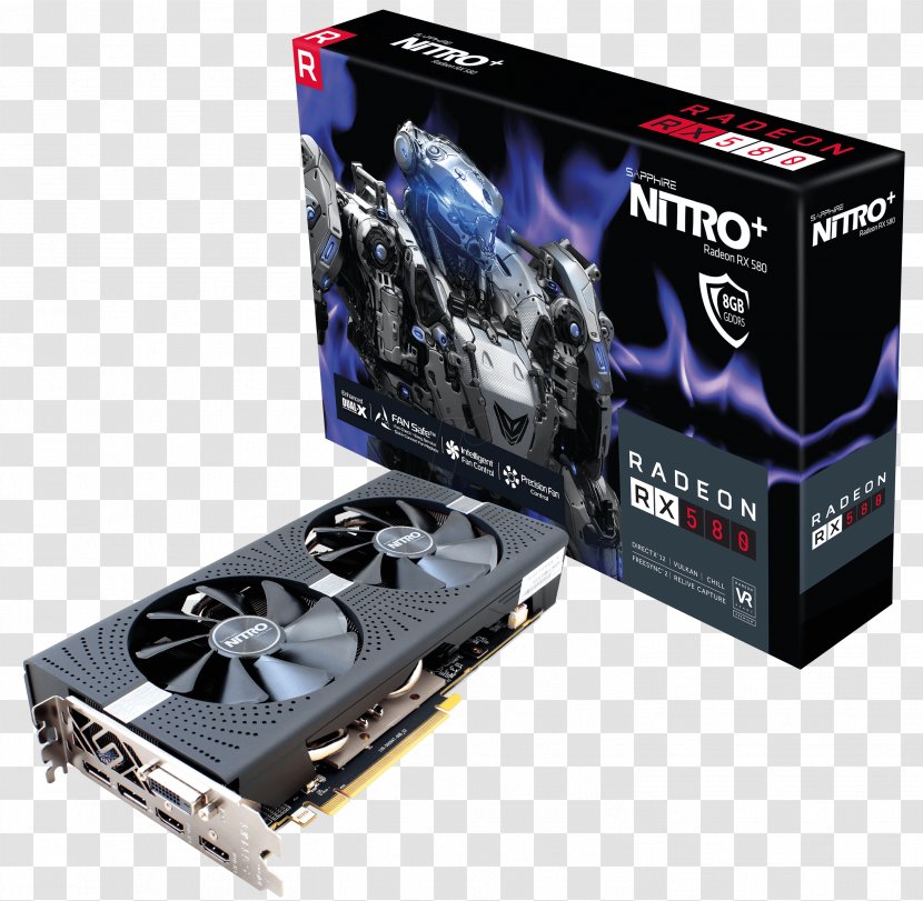 Graphics Cards & Video Adapters AMD Radeon RX 580 Sapphire Technology NITRO+ - Computer Cooling - Amd 500 Series Transparent PNG