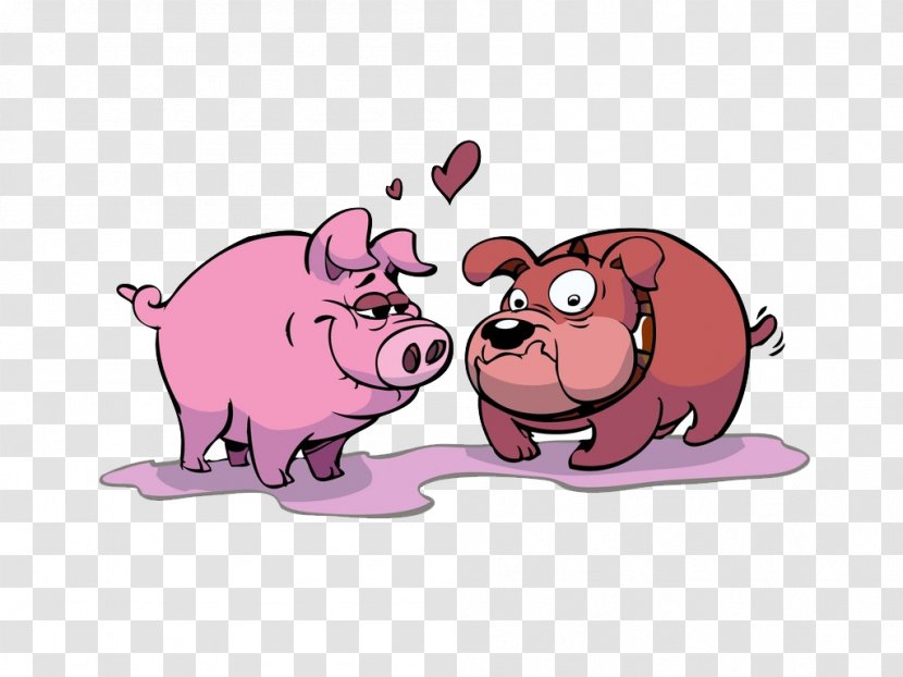 Domestic Pig Dog Cartoon Illustration - Nose - Pink And Hound Transparent PNG