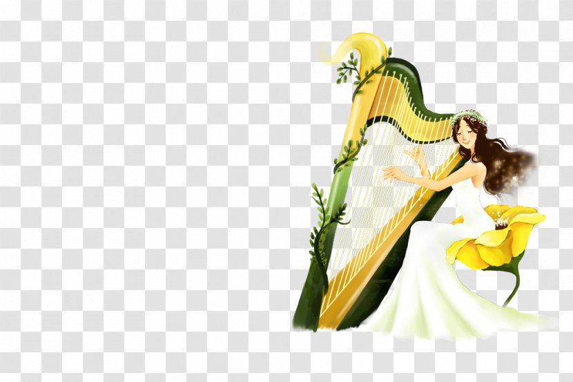 Harp Poster Illustration - Cartoon - Beauty Transparent PNG