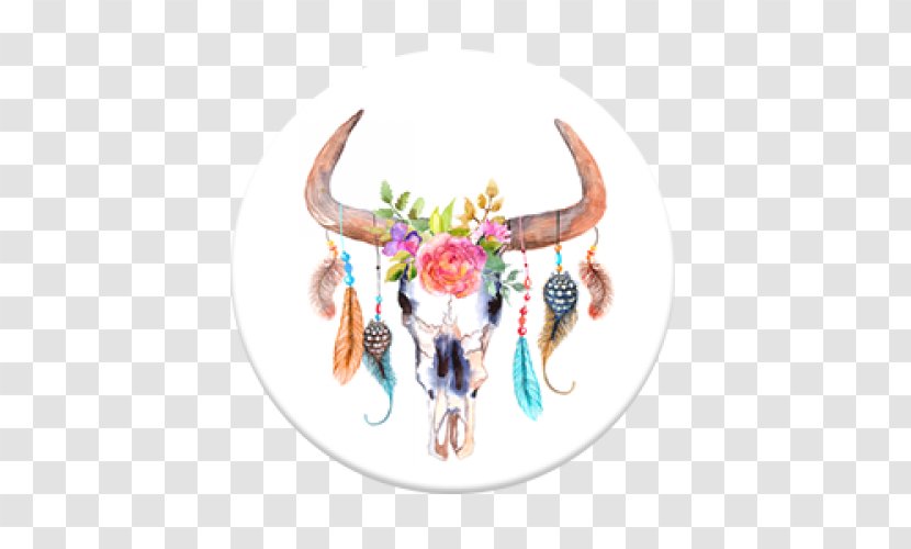 Cattle Boho-chic Illustration Horn Watercolor Painting - Kate Spade Flowers Transparent PNG