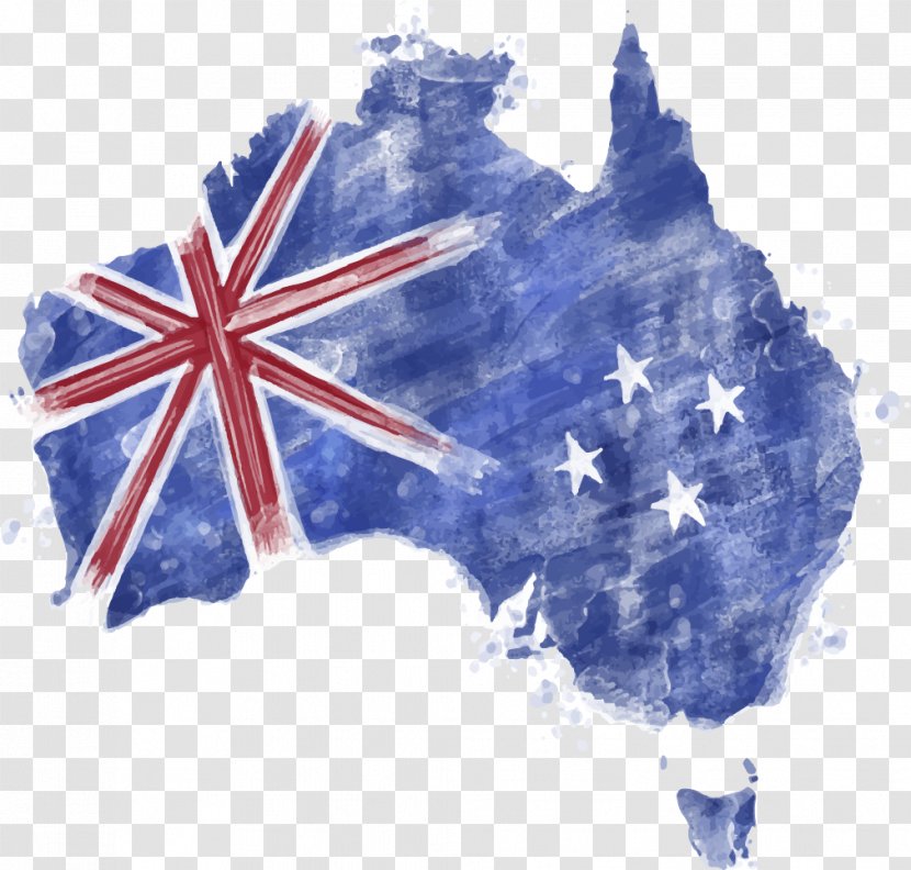 Flag Of Australia Map - Caboolture - Watercolor Blue Transparent PNG