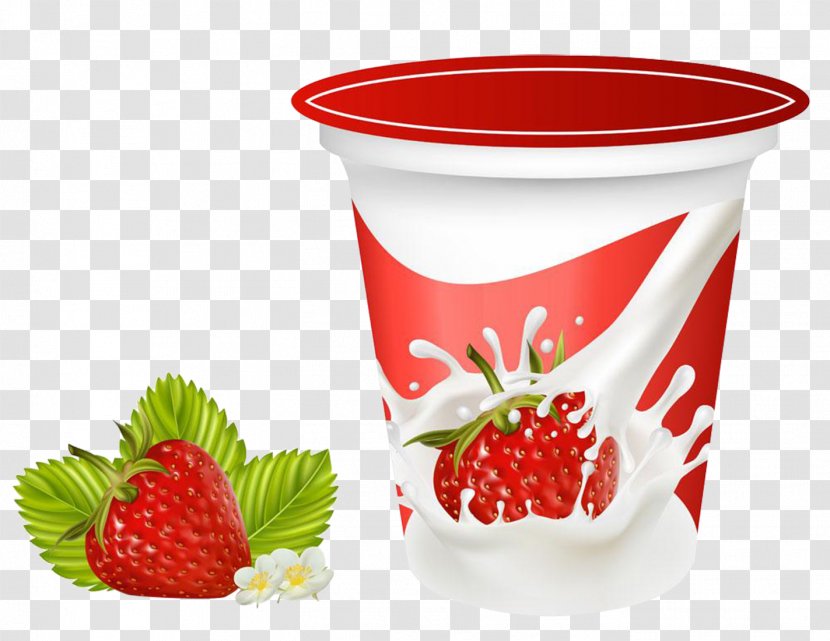 Chocolate Milk Yogurt Berry Cream - Dairy Product - Fresh Strawberry Packaging Transparent PNG
