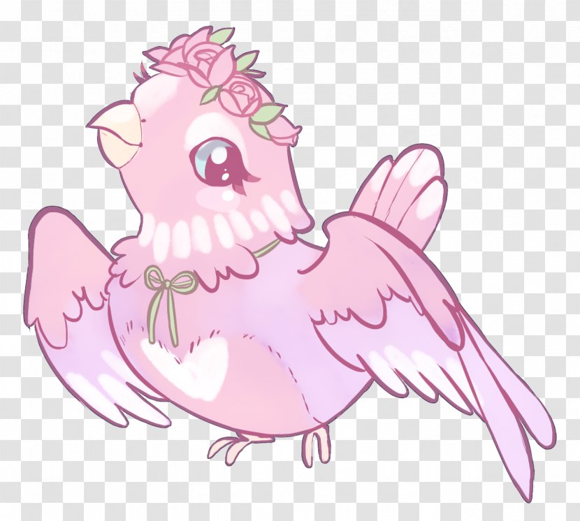 Pink Cartoon Wing Drawing Fictional Character - Bird Animation Transparent PNG