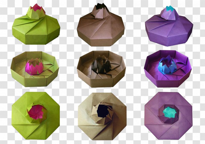 Floral Origami Globes Box Plastic Label - Tomoko Fuse Transparent PNG