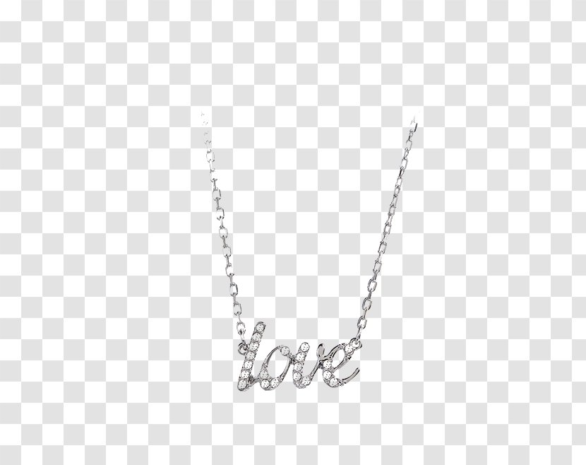 Swarovski AG Tmall Gold Necklace Price - Swarovski,Lady Fashion Silver Color Word LOVE Pavé Pendant Transparent PNG
