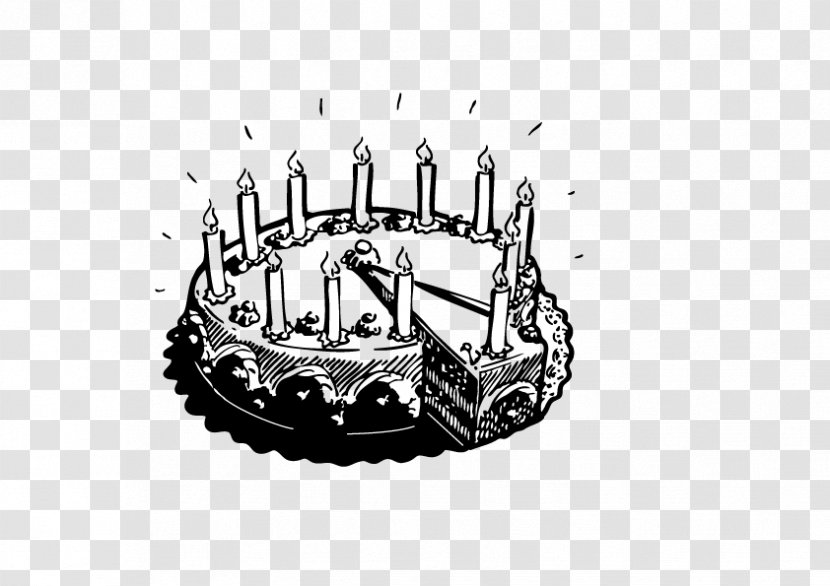 Birthday Cake - Painting - Black And White Transparent PNG