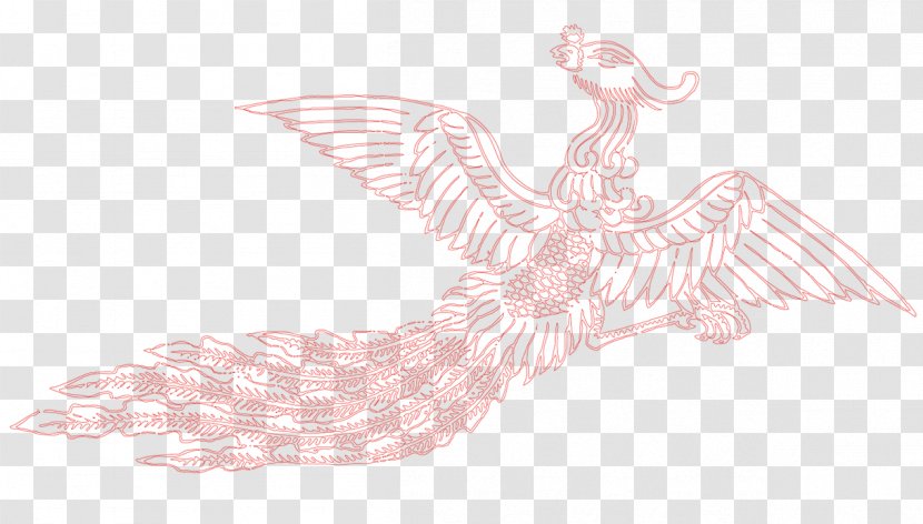 Water Bird Wing Text Illustration - Pink - Red Phoenix Transparent PNG