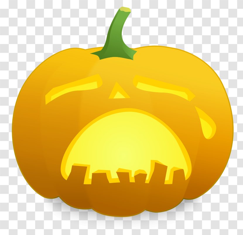 Jack-o'-lantern Sadness Halloween Pumpkin Clip Art - Yellow Transparent PNG