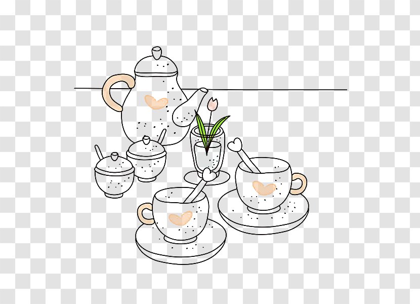 Cartoon Clip Art - Dinnerware Set - Tea Illustration Transparent PNG