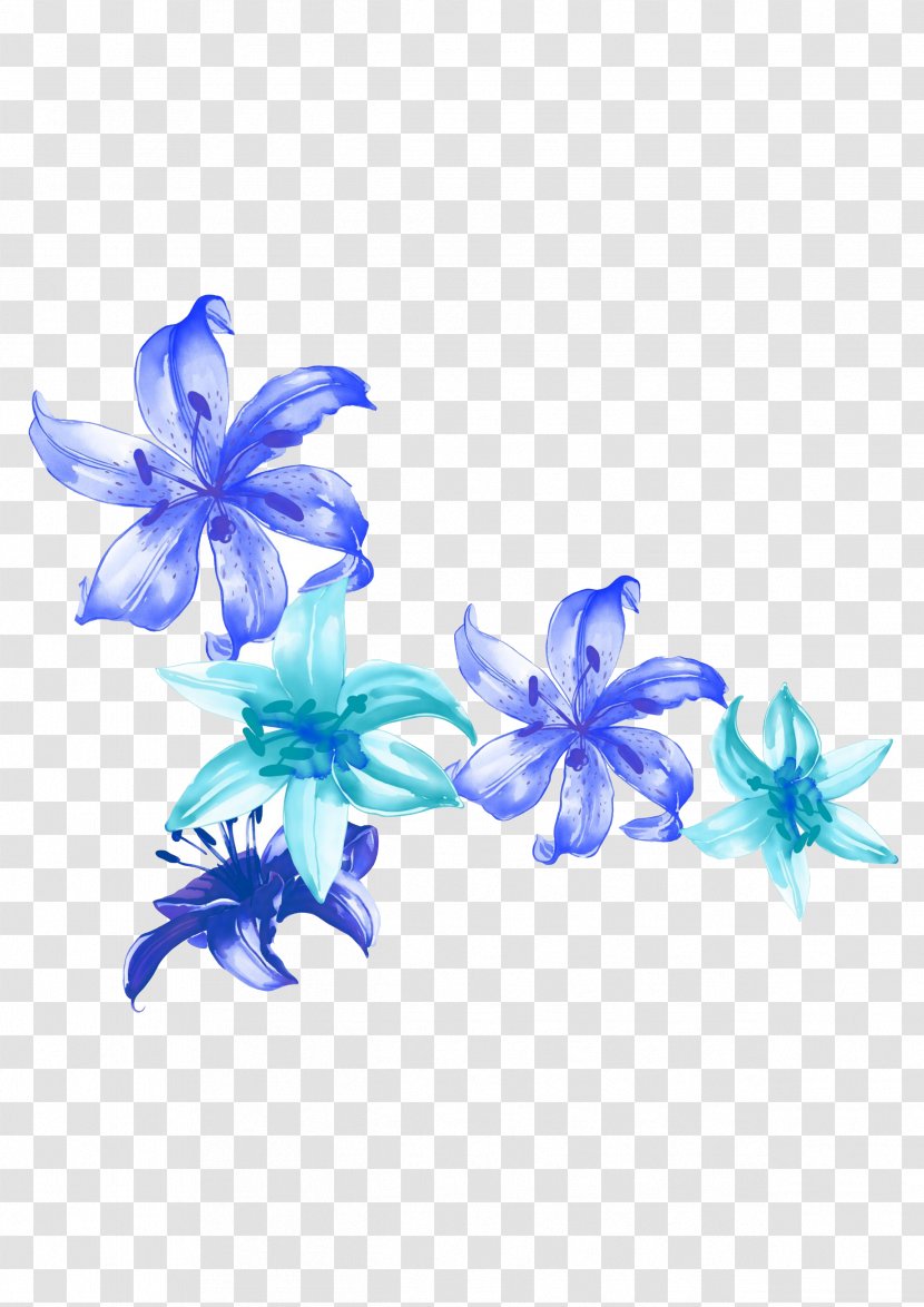 Blue Lilium Flower Petal - Plant - Hand-painted Lily Transparent PNG