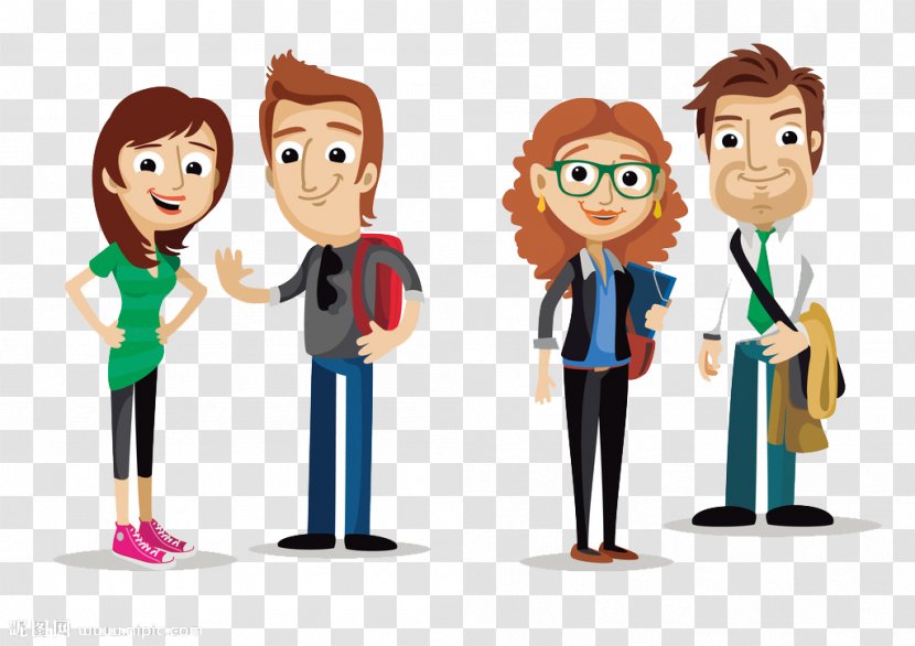 Cartoon Character Illustration - Organization - Business Men And Women Walk Transparent PNG