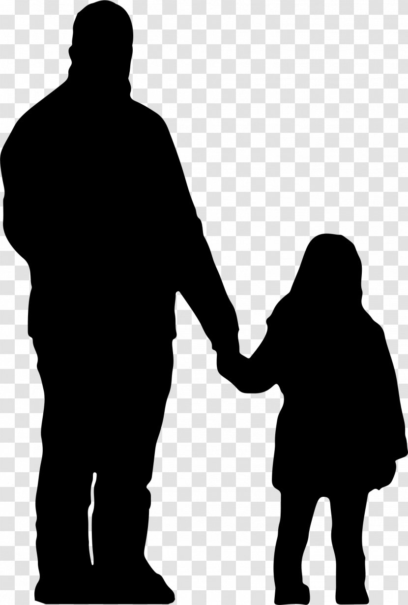 Father Daughter Silhouette Parent Clip Art - Black And White Transparent PNG