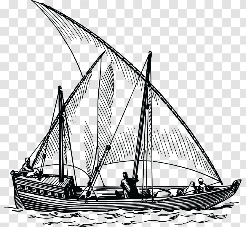 Clip Art Sailing Ship Dhow Sailboat - Sloop Of War Transparent PNG