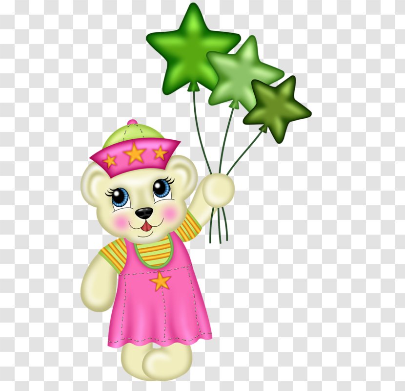 Cartoon Illustration - Illustrator - Bear Holding Green Stars Transparent PNG