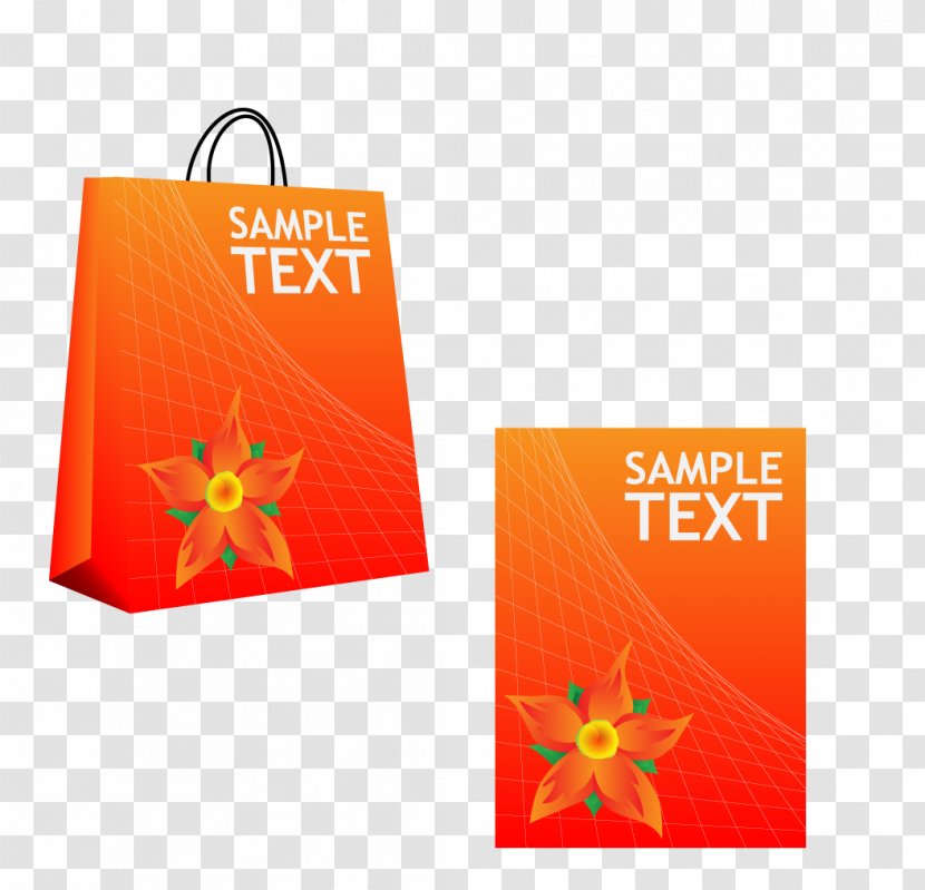Shopping Bag Illustration - Orange - Mall Vector Material Transparent PNG