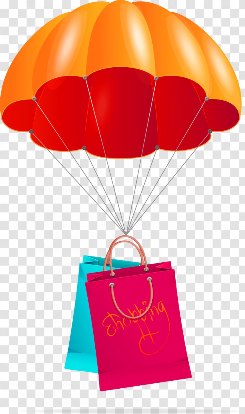 Clip Art - Hot Air Balloon - Orange Simple Parachute Gift Box Decoration Pattern Transparent PNG