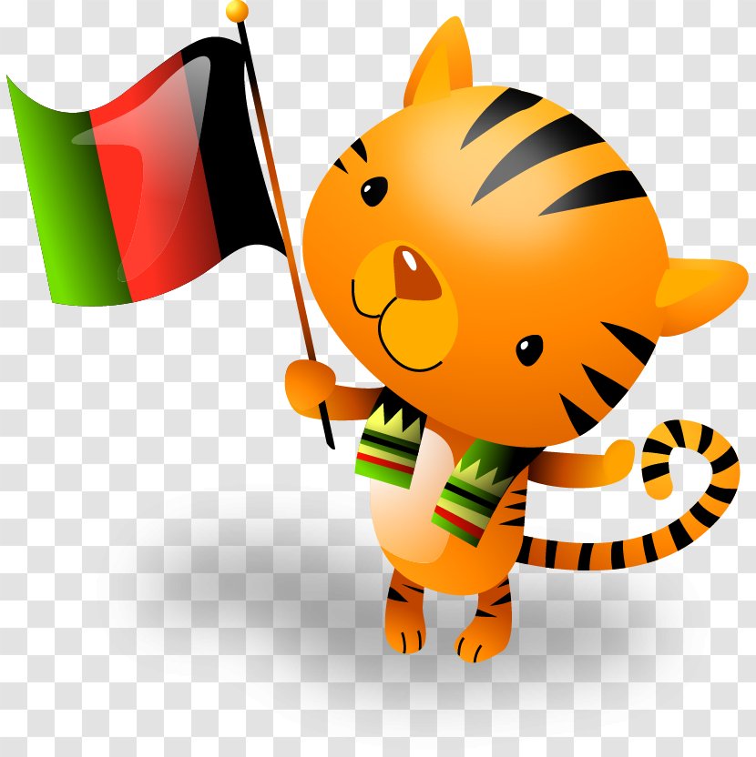 Flag Illustration - Vector Cute Hand Foreign Flags Cat Transparent PNG