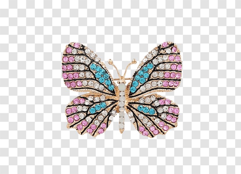 Brooch Butterfly Earring Jewellery Imitation Gemstones & Rhinestones - Insect Transparent PNG