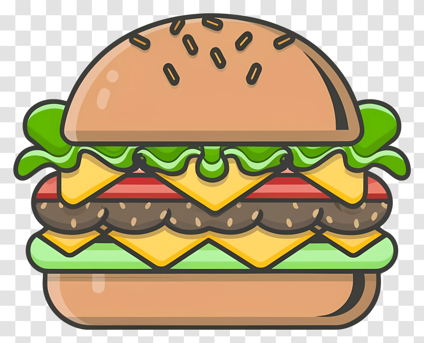 Cartoon - Juicy Burger With Cheese And Toppings Illustration Transparent PNG