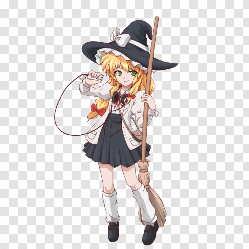 Touhou Project Marisa Kirisame Player Character - Watercolor - Broom Transparent PNG